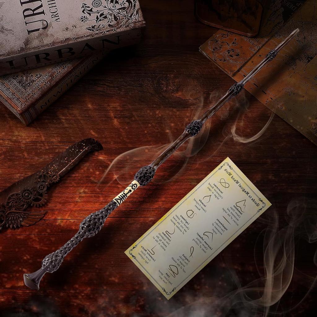[Meccol] Dumbledore's Elder Wand Set - Costume Accessory, Magical Prop, Harry Potter Wand, Steel Core, High-Precision Engraving, Durable, Includes