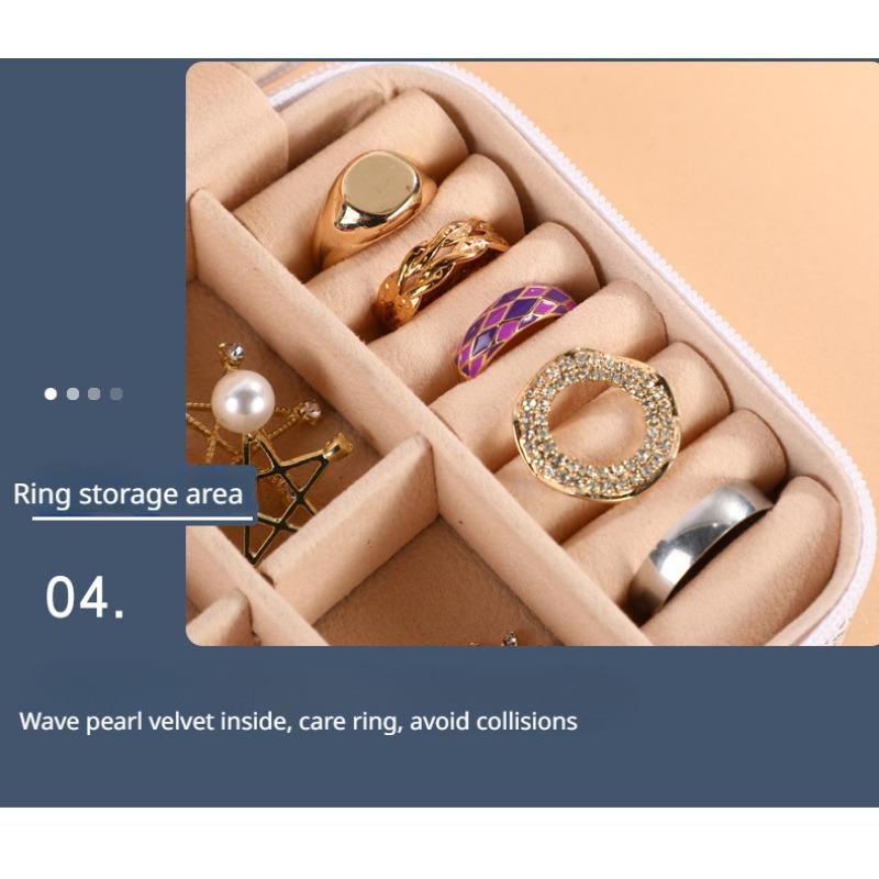 PU Leather Jewelry Box Mirror Storage Box 26 Letter Printed Portable Jewelry Organizer Earring Ring Necklace Case