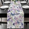 Watercolor Flower Butterfly Linen Table Runner Party Decor Reusable Farmhouse Kitchen Dining Table Runner Wedding Decorations