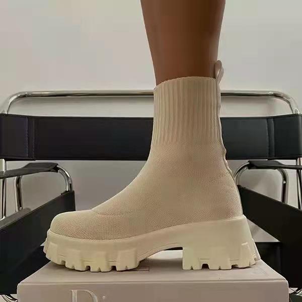 Women's fly-woven sports short boots women's autumn and winter new women's boots large size one-pedal socks boots