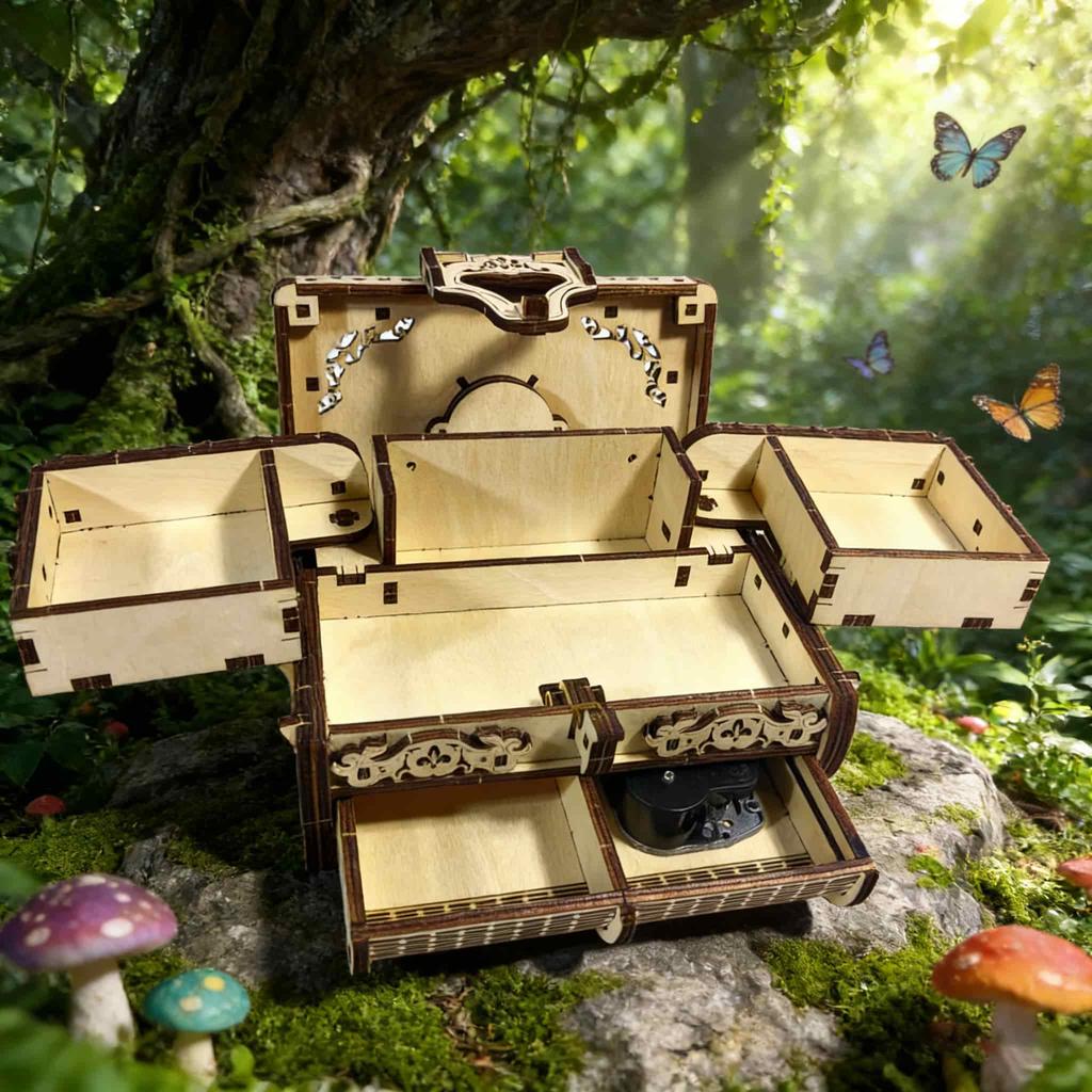 3D Wooden Music Box Puzzle Miniature : The Perfect Holiday Present Ideal for Halloween Christmas Plus Birthdays