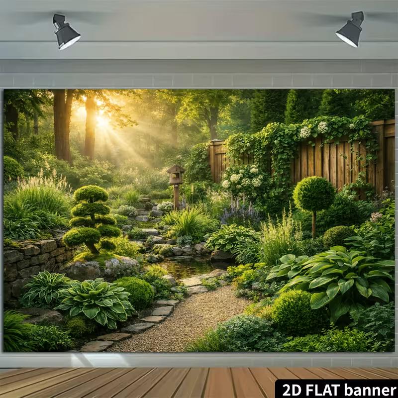 2D Morning Sun Green Yard Plant Outdoor Maternity Portrait Photography Backdrop Decor