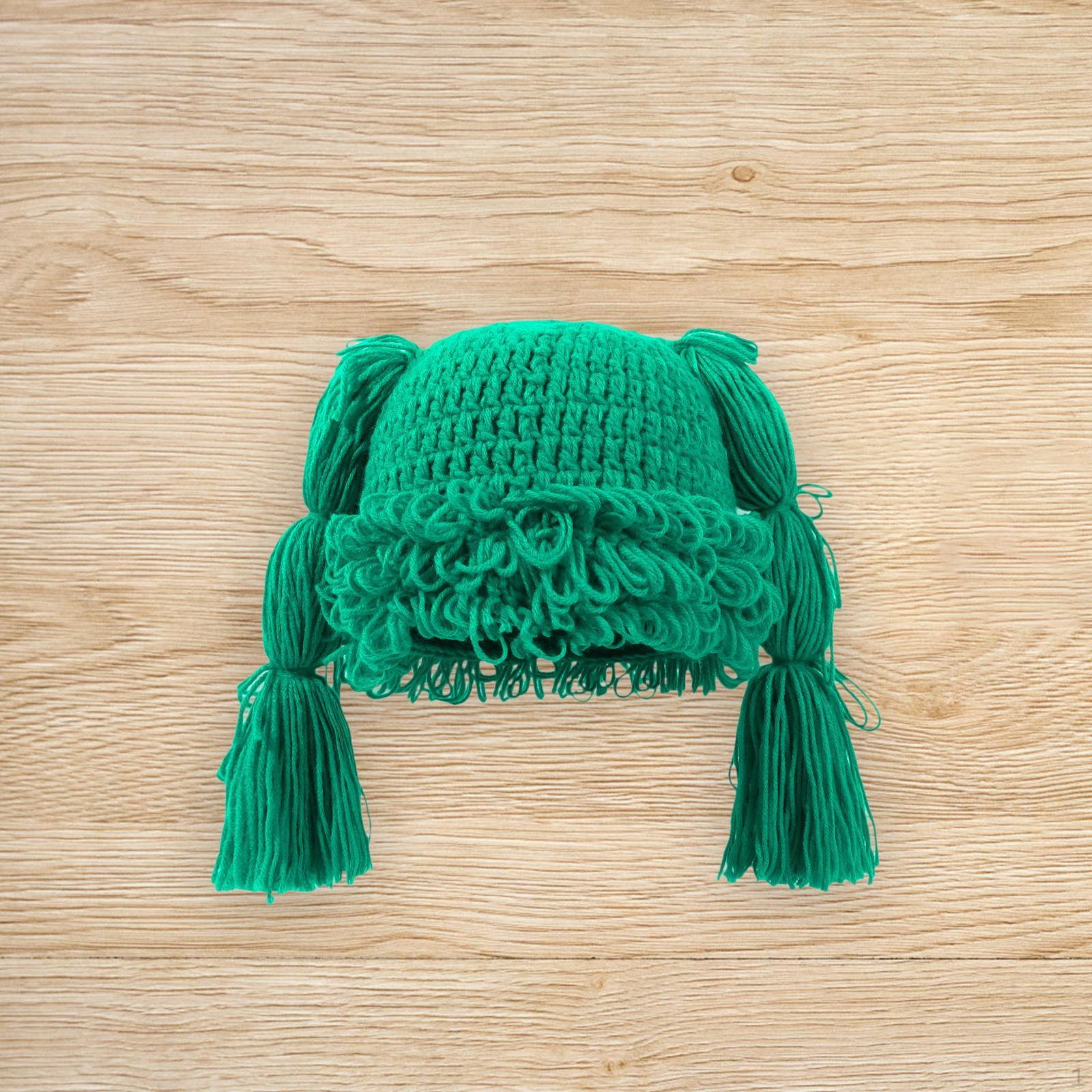 

Вязаная косичкой шапка-бини для походов и кемпинга зелёный