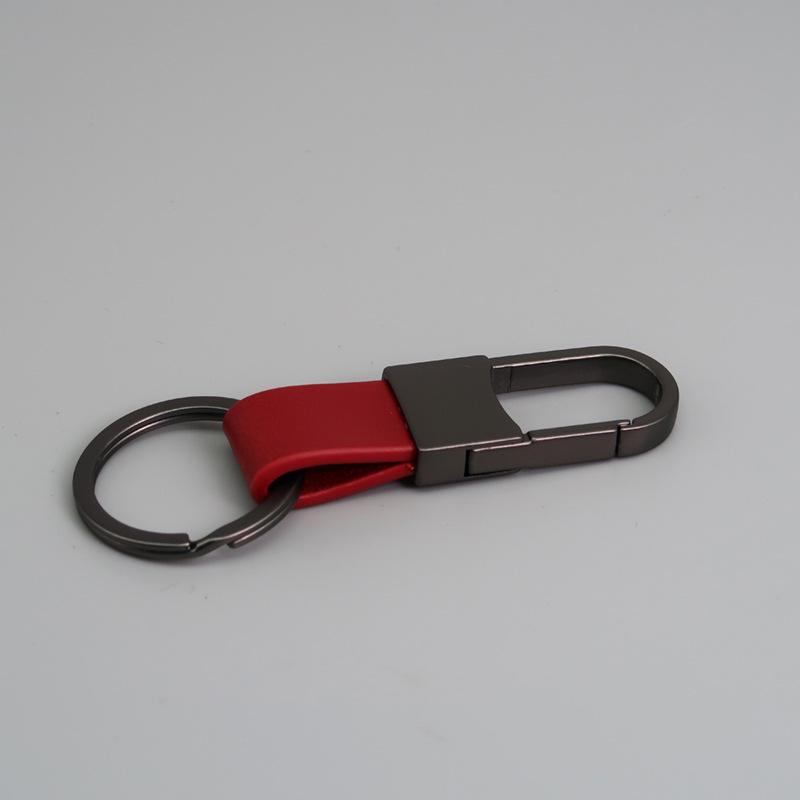 Metal and Genuine Leather Car Keychain with Customizable Laser-Engraved Logo