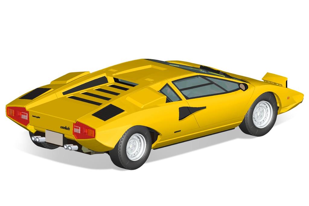 Aoshima Bunka Kyozai The Snap Kit Series Lamborghini Countach LP400 Yellow Plastic Model Kit (AOSHIMA) 1/32 Pre-Colored 20-B