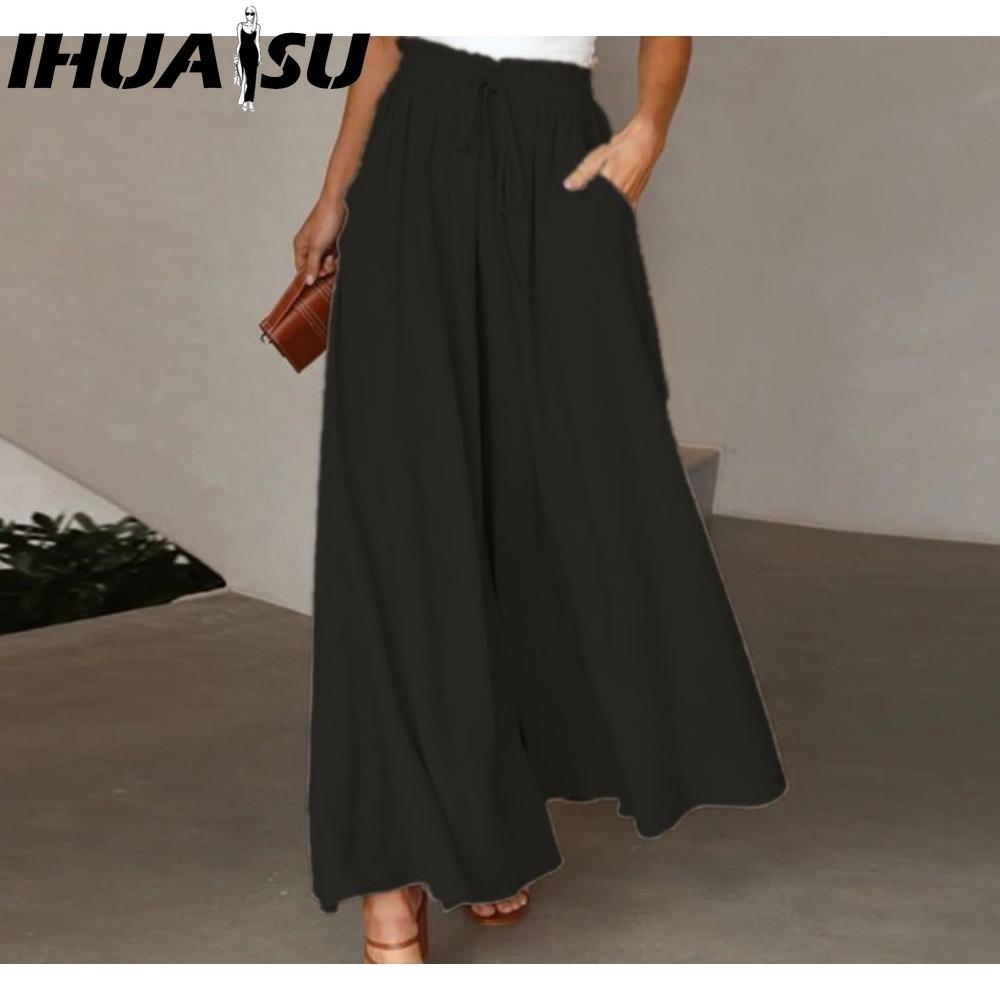 IHUASU Damenmode, lässig, einfarbig, bedruckt, Hosen und Caprihosen