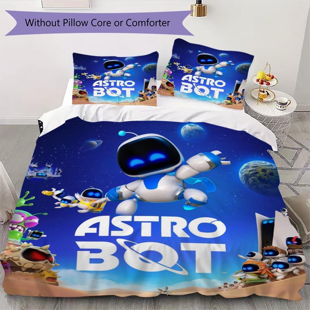 Parure de lit ASTRO BOT motif uilt Set uilt Housse Taie d'oreiller Décoration de maison Cadeau d'anniversaire (1 * housse de couette + 2 * taie d'oreiller sans garnissage)