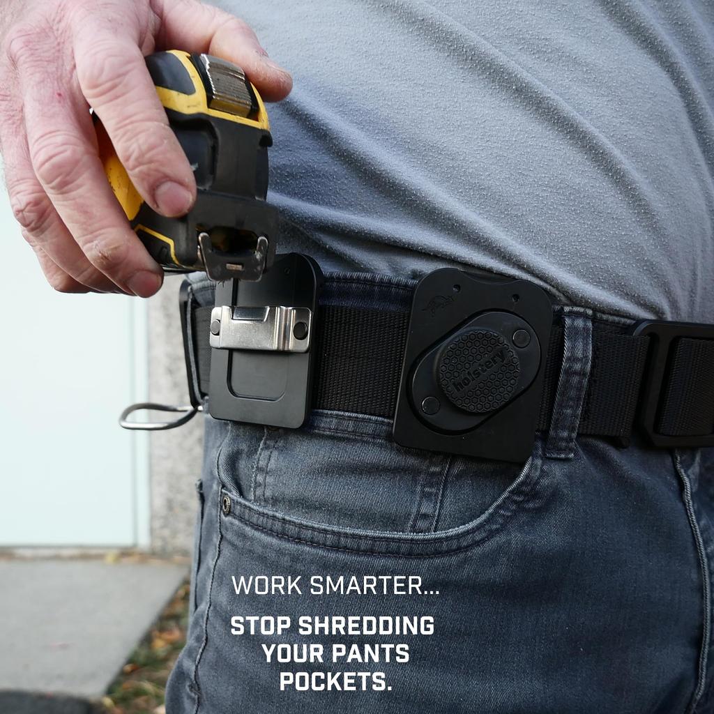 TapeMaster PRO Tape Holder Discreet Measuring Tape Holster for Tool and Pants All Metal Clip-On - Belts, Bags, Pockets, -