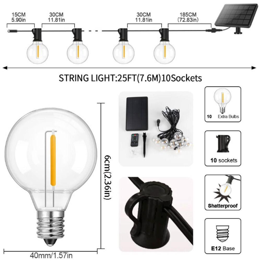 Plastic Bulbs G40 LED Globe String Lights Shatterproof Design Wide Voltage Output Waterproof Bulbs EU US Plug G40 Globe Shape
