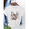 European Size European Size Women'S Casual Crew Neck Short Sleeve T-Shirt with Vibrant Butterfly and Floral Print, , Spring/Summer/Fall Collection