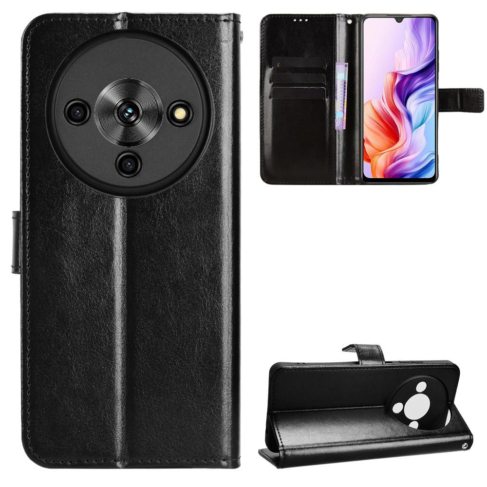 For ZTE Blade A76 5G PU Leather Case with Strap Crazy Horse Texture Phone Wallet Cover