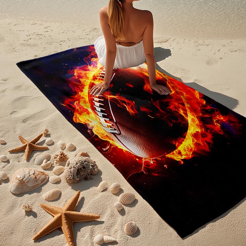 Electric Football Fire Beach Towel, Super Soft Microfiber, Gift for Her/Him, Birthday, for Pool, Beach, Travel, Home Decor Fan gifts