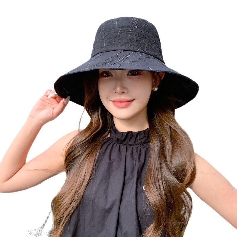 Hat female summer bow big brim bucket hat outdoor travel sun protection beach hat summer sun hat