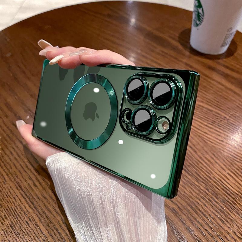 

Роскошный квадратный чехол для телефона Magsafe с беспроводной зарядкой для iPhone 11 12 13 14 15 Pro Max Plus, прозрачный магнитный чехол-бампер For iPhone 14Plus