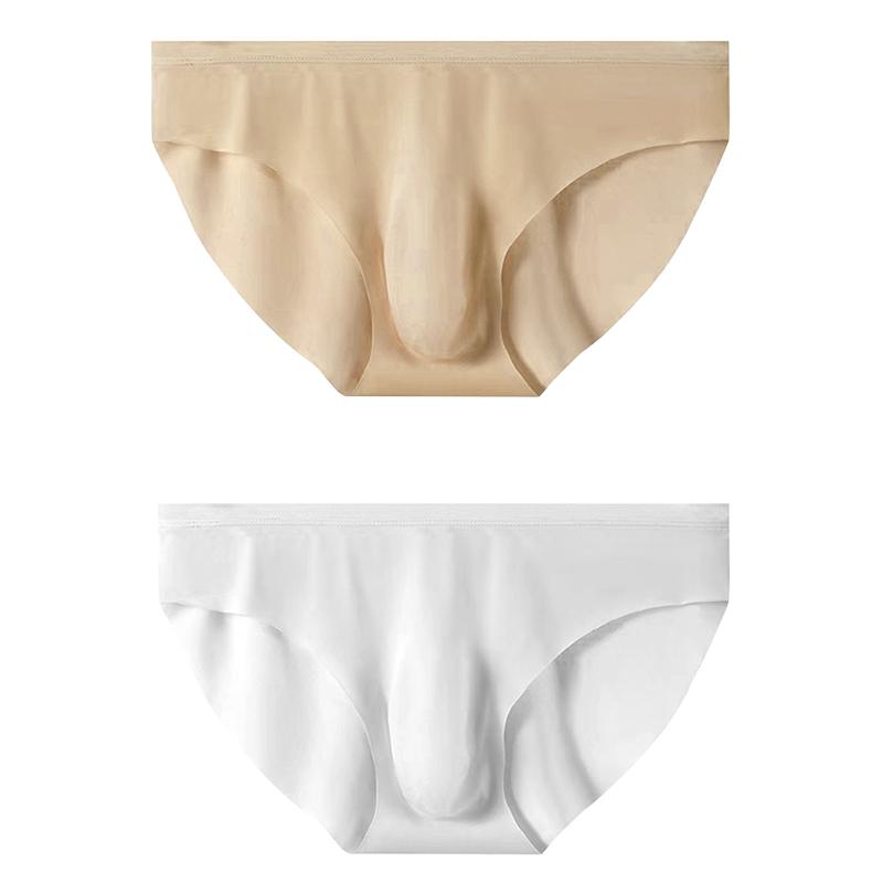 2 Pcs Ice Silk Seamless Briefs For Men Ultra-thin Breathable Stretchable Underpants Fashion Comfortable Underwear L-3XL