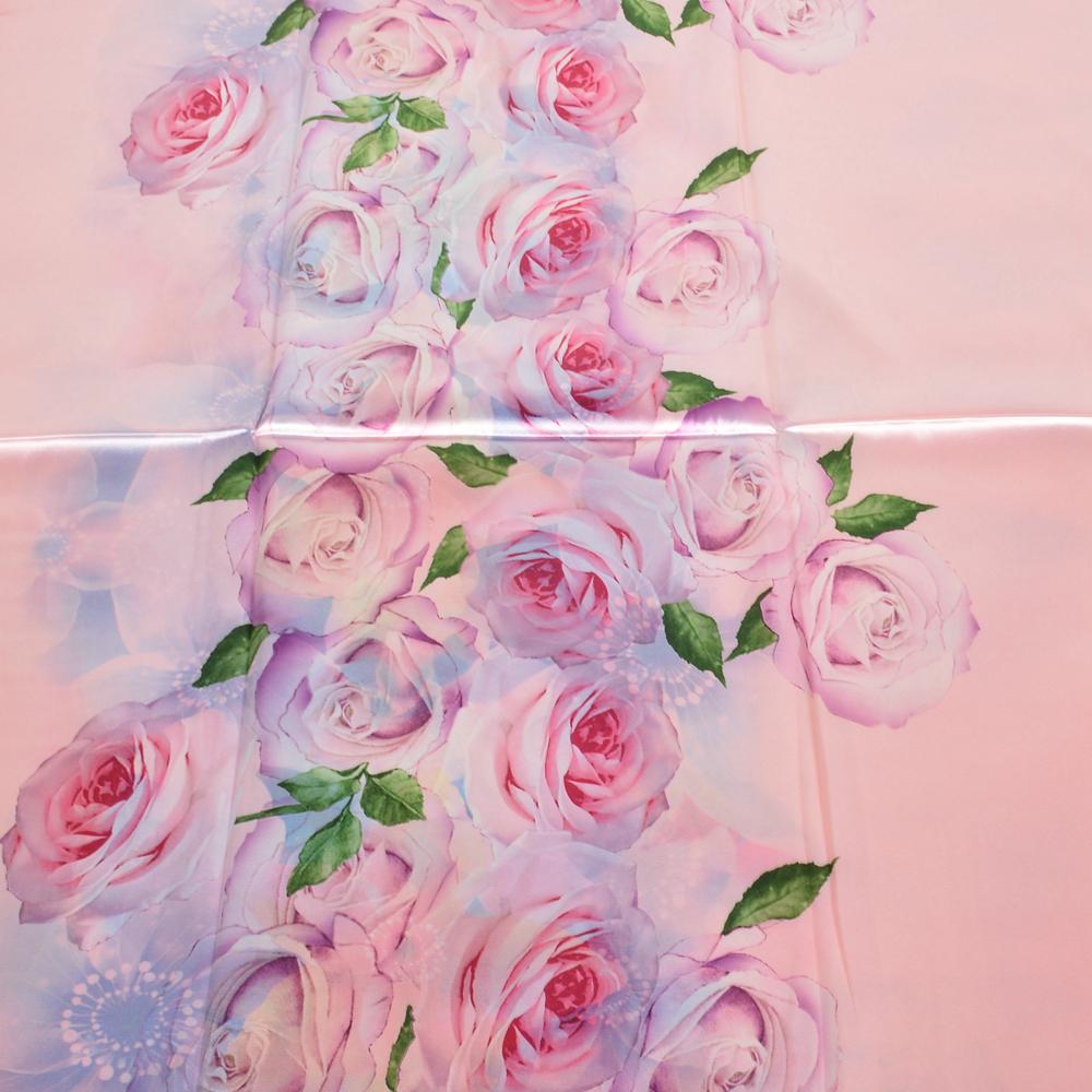 New Spring Fall Pink Rose Silk Scarf Shawl Printed Winter Fashion Women Neck Scarf  Floral Design Long Scarves Wraps  160*70cm