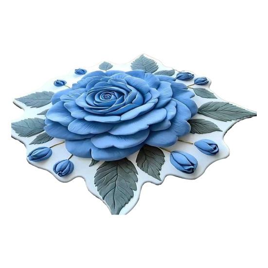 Floor Mat 3D Flower Pattern Water-Repellent Bathroom Rug with Anti-Slip Base High-Density Crystal Velvet Bath Mat