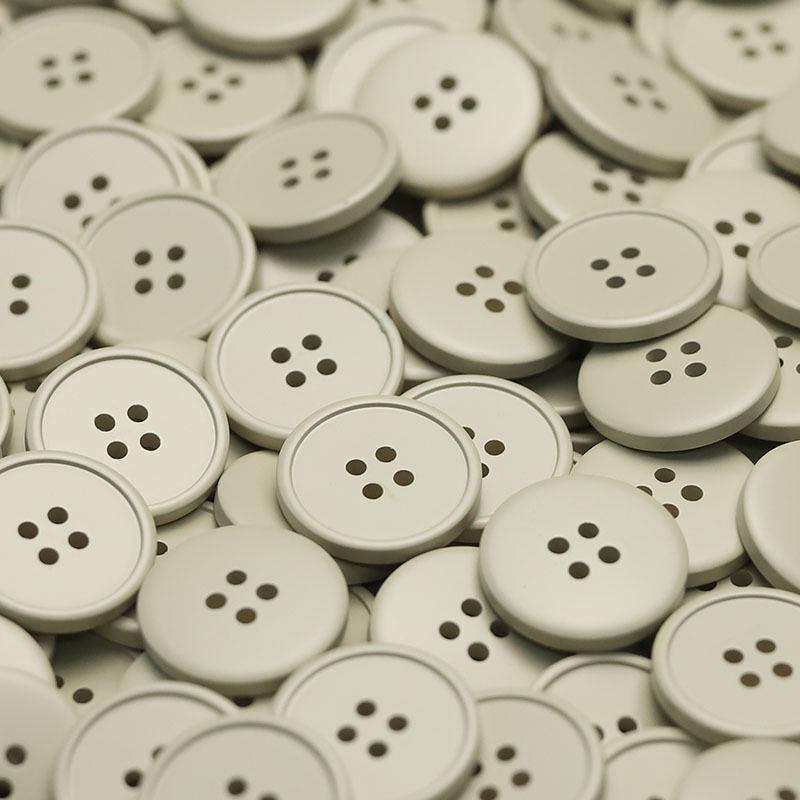 MOSN Reversible Wool/Fur Trench Coat Buttons: Four-hole, Thin-edged, Spray-painted, Multi-colored.