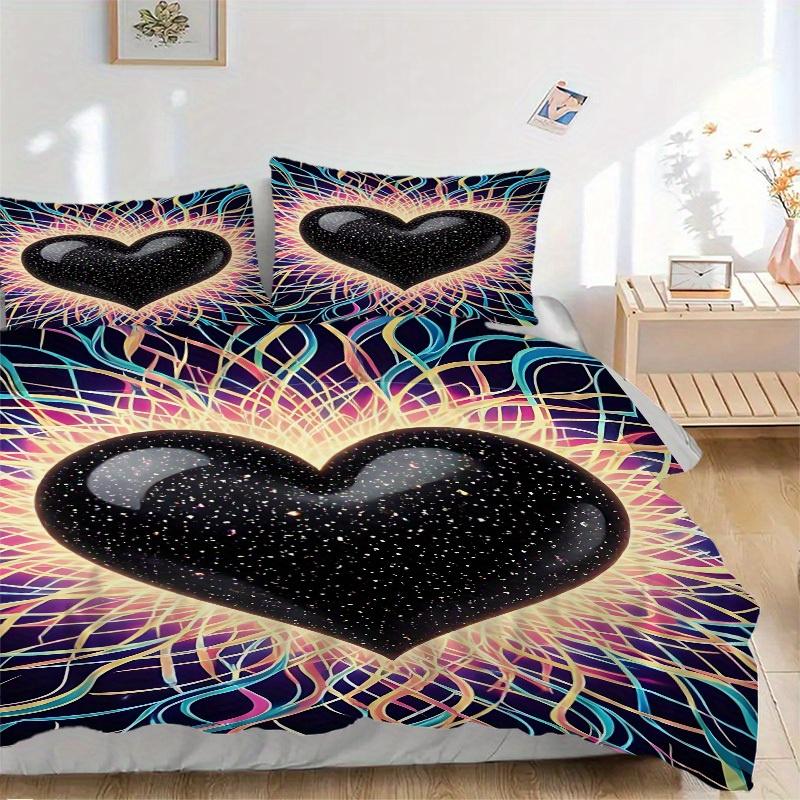 

3 шт. Постельное белье с принтом «Космическое сердце», дышащее и мягкое, можно стирать в машине, Рождественский подарок, подходит для украшения спальни, 15168 135x200cm