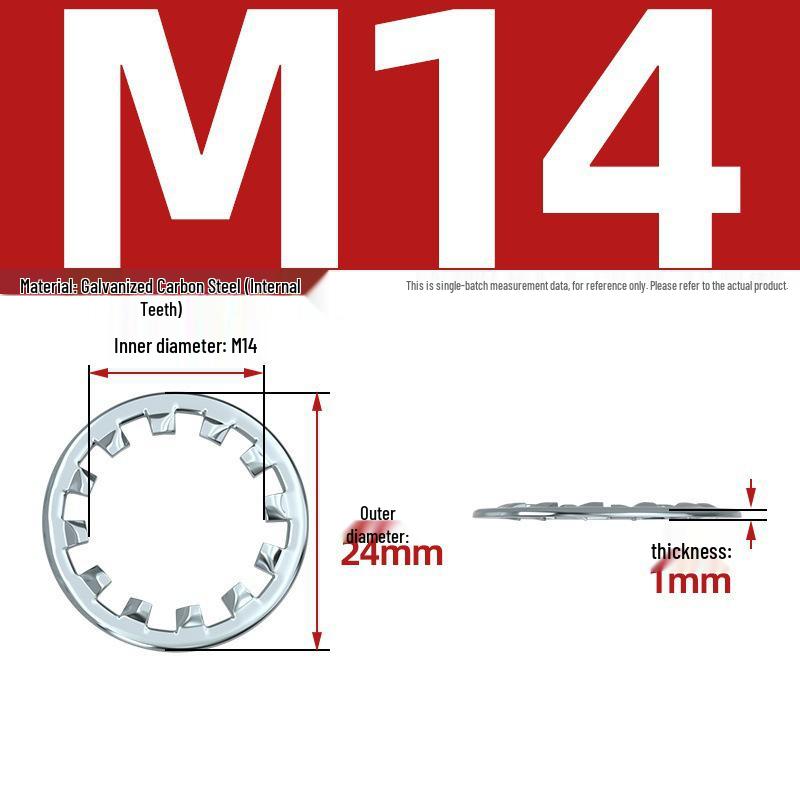 Carbon Steel Zinc-Plated Lock Washer with Inner and Outer Teeth