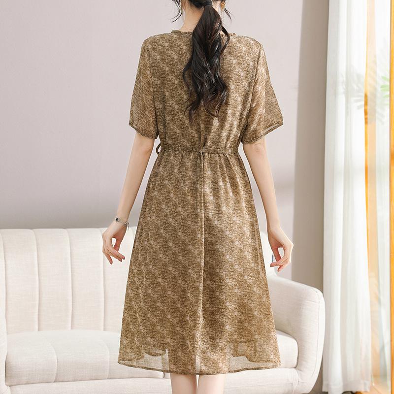 Summer Chiffon Tie-up Dress for Middle-aged & Elderly Women - 2026 New Style Fashionable Loose Skirt