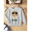 Kids Unisex Crewneck Sweatshirt, Retro Cool Pumpkin Sunglasses 67 BRUH Halloween Print Long Sleeve Pullover, Soft Sweatshirts for Boys Girls Ages 4+
