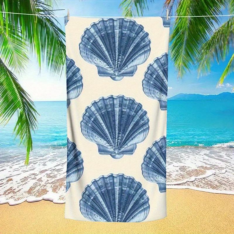 Ocean Shell Microfiber Beach Towel 2D Flat Printed Waterproof Sandproof Travel Bath Towel For Seaside Holiday Sunbath