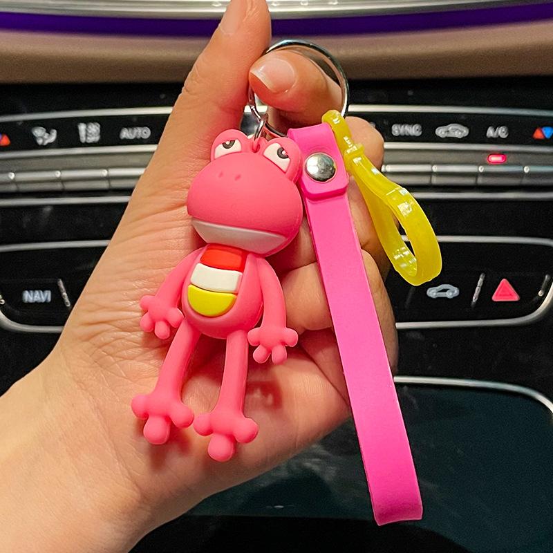 Cute Cartoon Resin Frog Keychain Doll Pendant Couple Bag Phone Charm single opp bag packaging