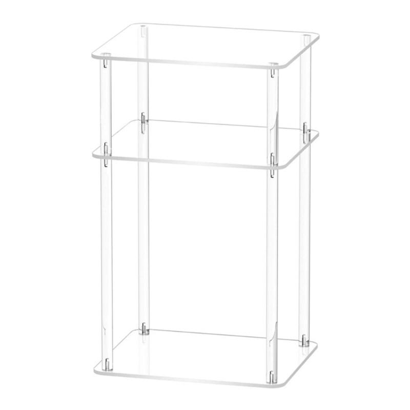 

Clear Acrylic Side Table with 3 Shelves Sturdy 3 Layer Acrylic Table for Books Computers Easy Assembly Display Holder 1