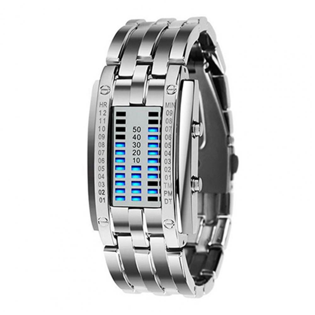 

Творческие наручные часы для пары с ремешком и датой, цифровые, вольфрамовая сталь, роскошные наручные часы, модные, светящиеся, светодиодные