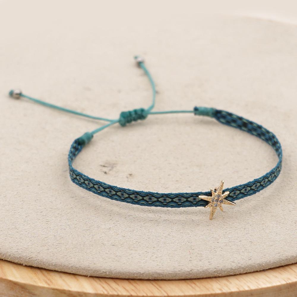 Retro Pattern Bohemian Spanish Court Hand-Woven Bracelet with Micro-Inlay