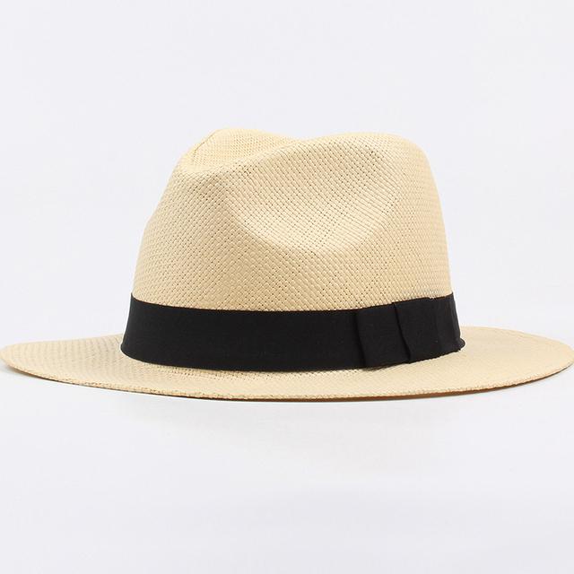 Black Band Straw Hat Flat Brim Fedoras 