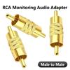Dual RCA Male To Male Golden Audio Connector Adapter Plug Video Coupler AV Cable for CCTV Camera Golden