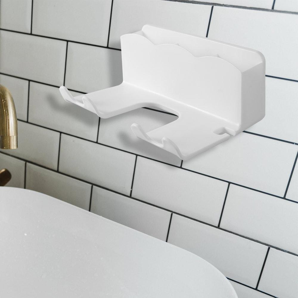Plastic Hair Dryer Holder Wall-Mounted Stylish Blower Holder With Free Punching Bathroom Shelf Storage And Sorting Bracket