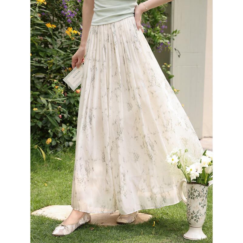 French Style Apricot A-Line Midi Skirt M