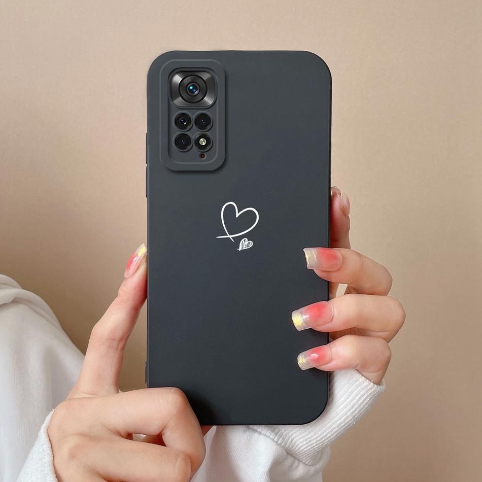For Redmi Note 11S 4G 5G Phone Case Love Heart Liquid Silicone Camera Protection Back Cover For Xiaomi Redmi Note11S 11 S Funda
