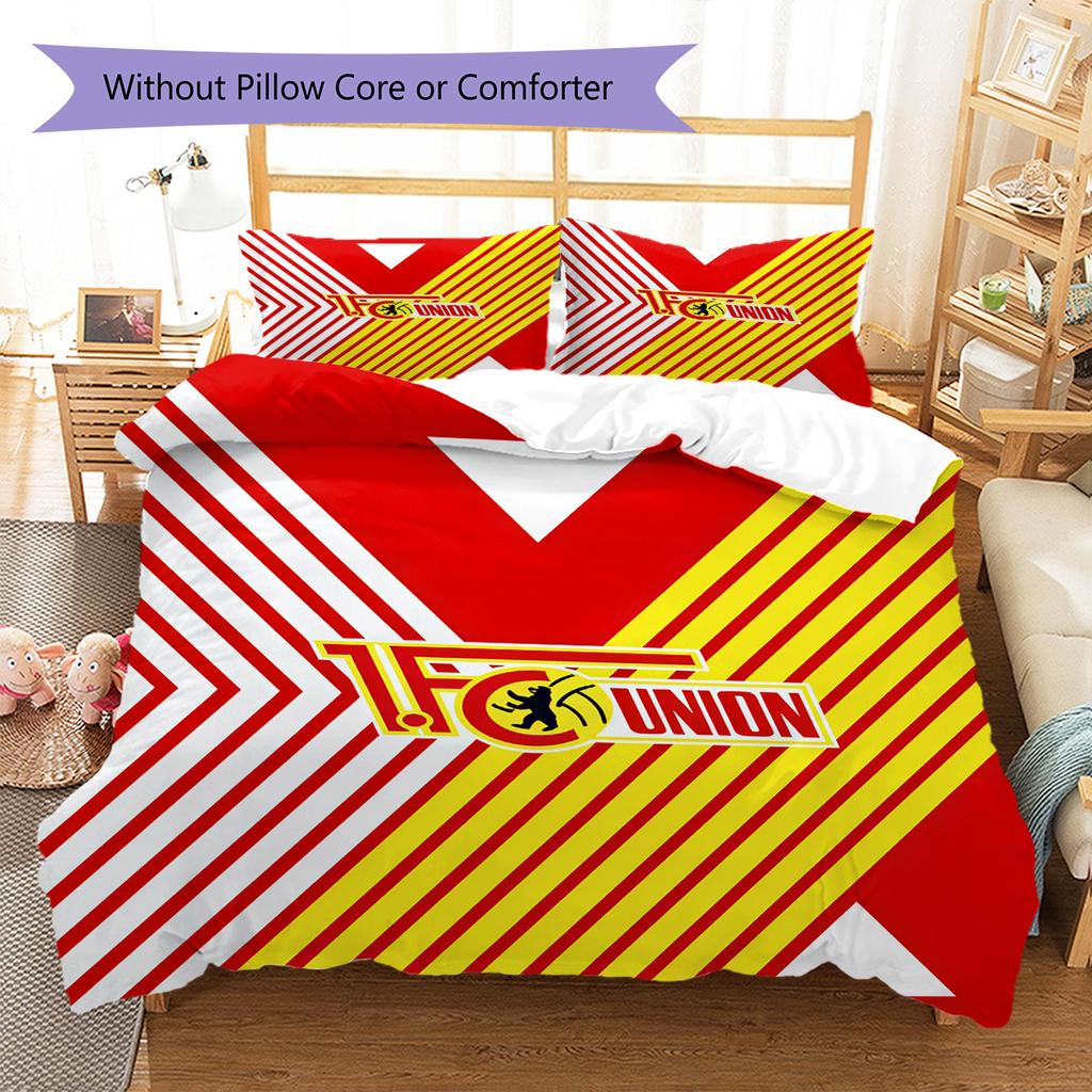 1. FC Union Berlin Pattern Bedding Set Quilt Cover Pillowcase Home Decor Gift (1 * Duvet Cover + 2 * Pillowcase, Without Core)
