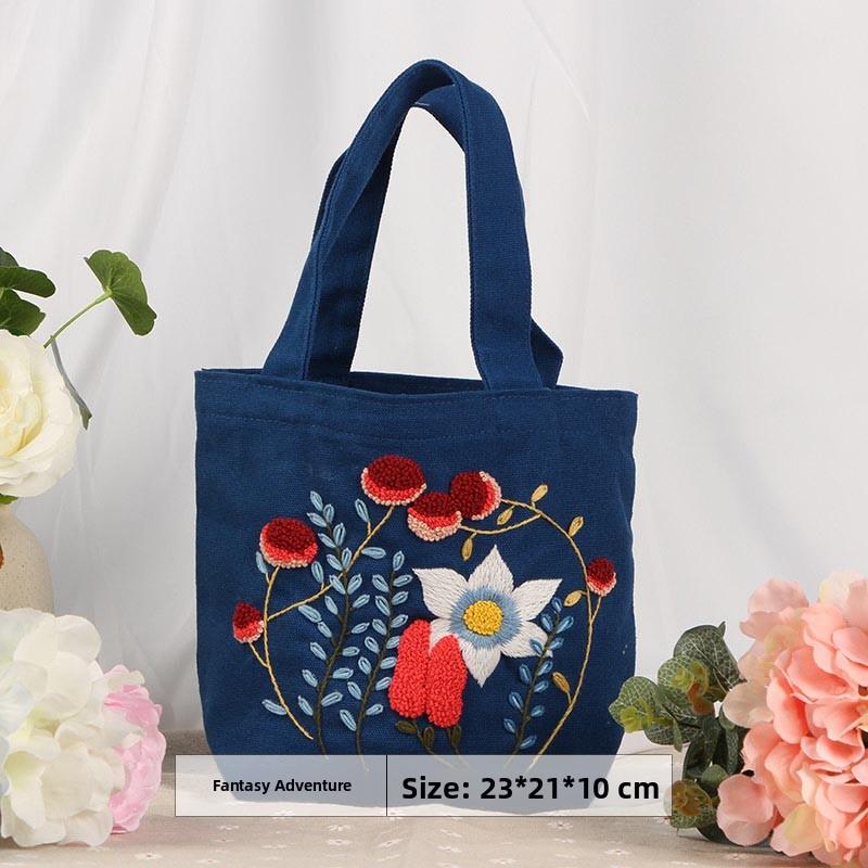 Embroidery DIY Handmade Beginner s Embroidery Lunch Bag Material Kit Cross Stitch Bag Self-Embroidery Su Embroidery