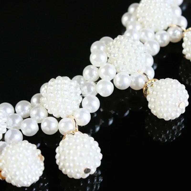 Summer Fashion Ladies Woven Pearl Waist Chain Beads Dance Belt Daily Wedding Dress Waist Chain Jewerly Accessorie for Women Gift