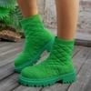 Block Heel Sock Boots Autumn New Round Toe Sleeve Platform Soft Sole Anti-Slip Wear-Resistant Booties