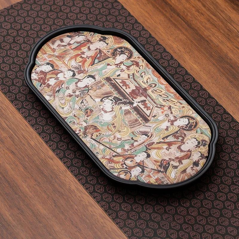 Chinese Style Absorbent Dry Bubble Tray Coffee Table Tea Tray Tea Set Accessories Retro Tea Tray Household Decoration Modern New