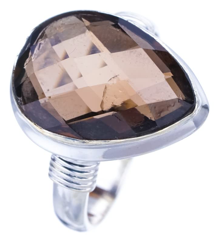 

StarGems® Natural Smoky Quartz Handmade 925 Sterling Silver Ring 9.75 F1933
