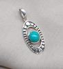 Turquoise Sterling Silver Pendant: Handmade Boho Tribal Necklace
