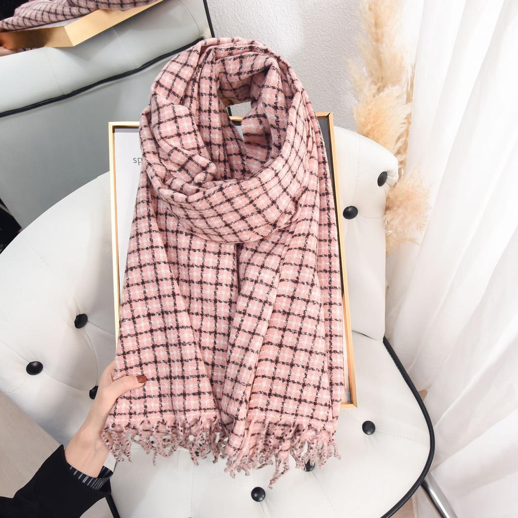 Autumn retro atmosphere imitation cashmere fine plaid scarf student trend classic warm outer shawl