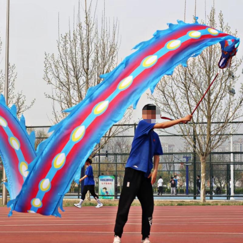 Dragon Dance Ribbon with Head Chinese New Year Gift Festival Performance Props Outdoor Fitness Wu Long Products