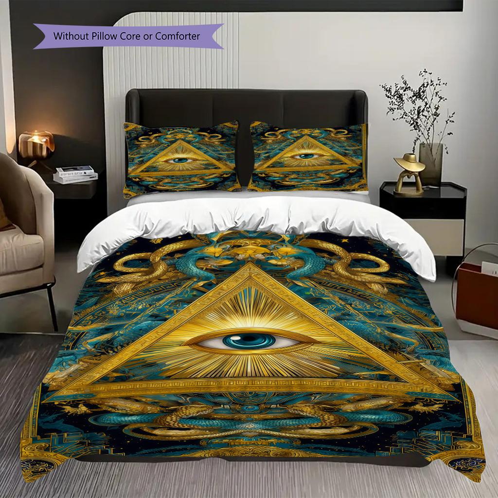 The Square and Compass of Freemasonry Bedding, Duvet Cover, Pillowcase, Home Decoration, Birthday Gift (1 * Duvet Cover+2 * Pillowcase, Coreless)