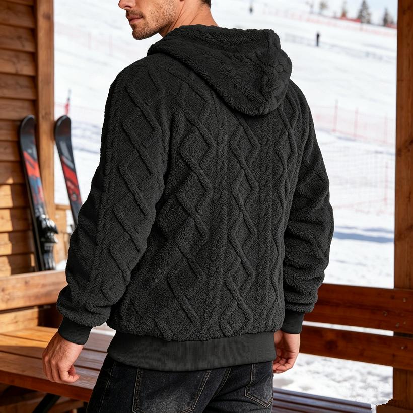 Felpa con cappuccio da uomo in pile per autunno inverno con coulisse, polsini a costine, manica lunga, pullover caldo, tinta unita, casual quotidiano, vestibilità ampia, felpa outerwear