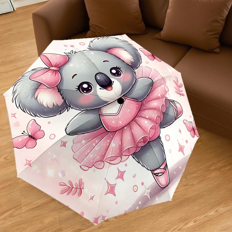 1pc Koala Ballerina Automatic Open/Close Umbrella Compact Folding Umbrella with 8-Rib Shaft for Women/Men, Portable Travel Umbrella,1152S
