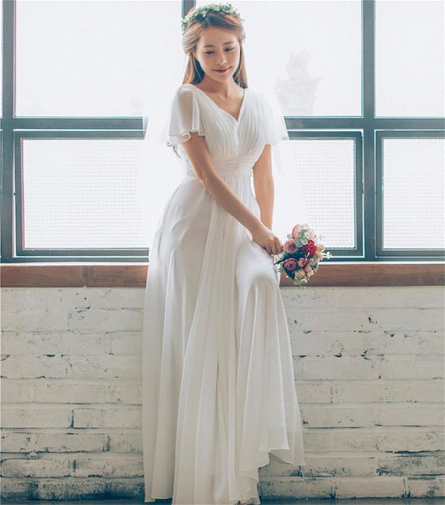 CHUMO Wedding Evening Long Banquet Size [DYIOPMFGZ] Women's Dress, Dress, Dress, Dress, V-Neck, Simple, Elegant, Elegant, Formal, Wedding, Reception,