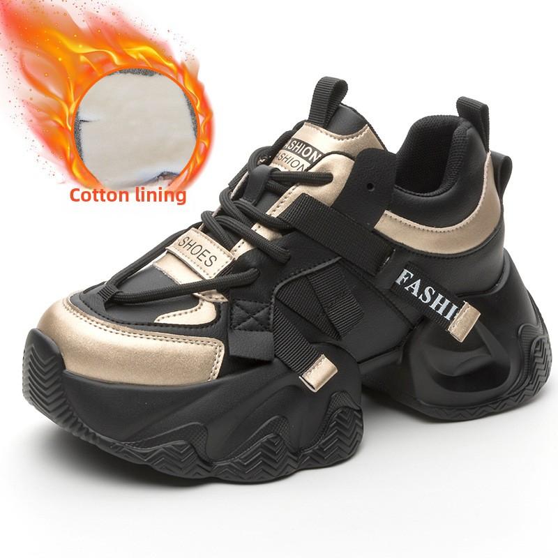 Kožené Dámské Boty Jaro Léto Muffin Silná podrážka Uvnitř Zvedací Sportovní Neformální Boty Staré